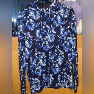 MENS POLO RALPH LAUREN LIGHT HOODIE BLUE FLORAL HAWAIIAN T-SHIRT SIZE M